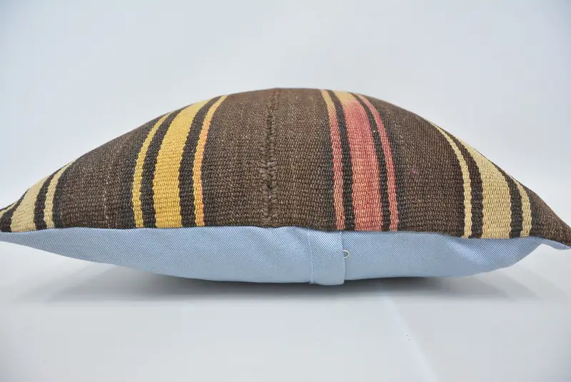 Pillow Sham, Indoor Cushion Cover, Vintage Kilim Pillow, Comfy Throw Cushion, Kilim Cushion Sham, 20x20 Brown Pillow Cover, Throw Kilim Pillow - 5