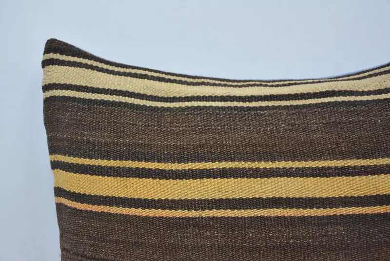 Pillow Sham, Indoor Cushion Cover, Vintage Kilim Pillow, Comfy Throw Cushion, Kilim Cushion Sham, 20x20 Brown Pillow Cover, Throw Kilim Pillow - 2