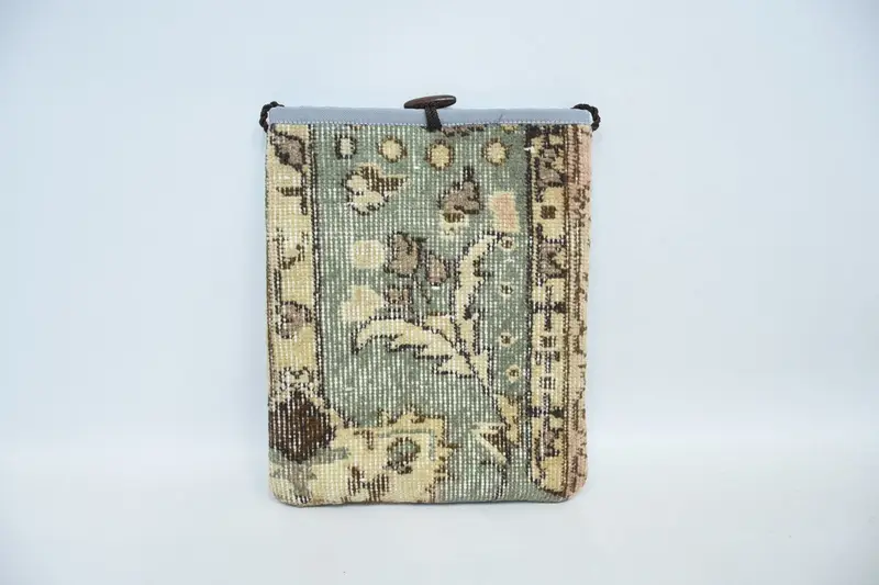 ヴィンテージモチーフのスチームパンクウールショルダーバッグ、キリムバッグ