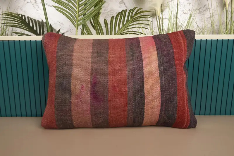 Red Vintage Cushion, Gift 16x24 inch Wool Euro Sham - 1