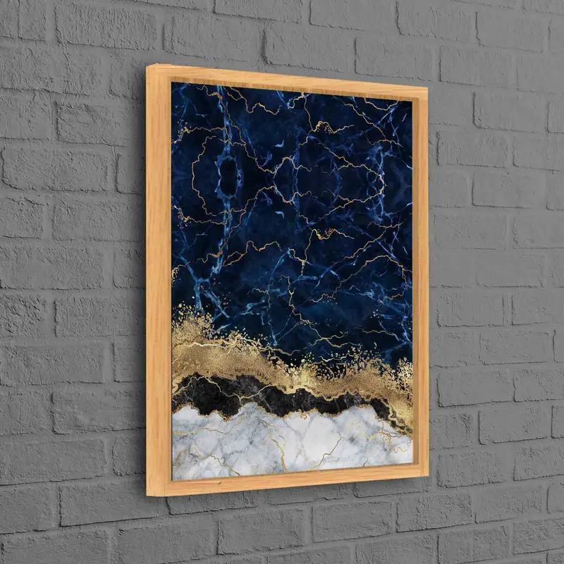 Lacivert ve Altın Mermer Çağdaş Baskılı Kanvas Tablo