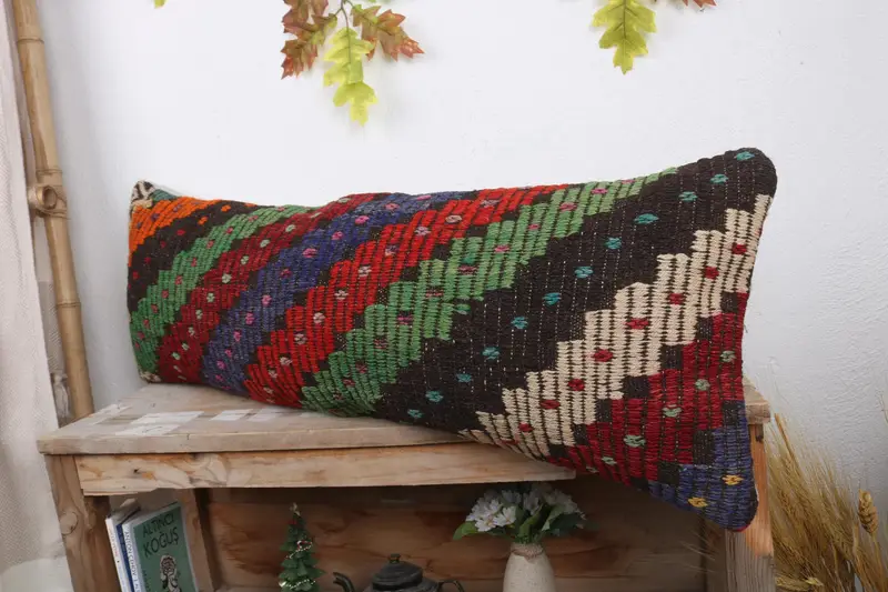 12x36 Red Pillow Sham, Ethnical Kilim Rug Pillow, Home Decor Pillow, Couch Cushion, Art Deco Cushion, Pillow Sham, Pillow for Sofa - 4