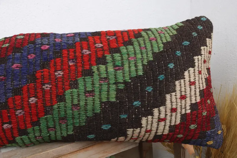 12x36 Red Pillow Sham, Ethnical Kilim Rug Pillow, Home Decor Pillow, Couch Cushion, Art Deco Cushion, Pillow Sham, Pillow for Sofa - 5
