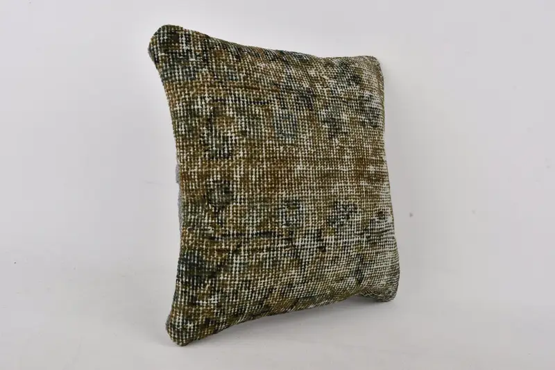 Turkish Corner Pillow, 14x14 Green Cushion Cover, Handmade Kilim Cushion, Kilim Cushion Sham, Muted Pillow Case, Vintage Kilim Throw Pillow, Cushion - 2