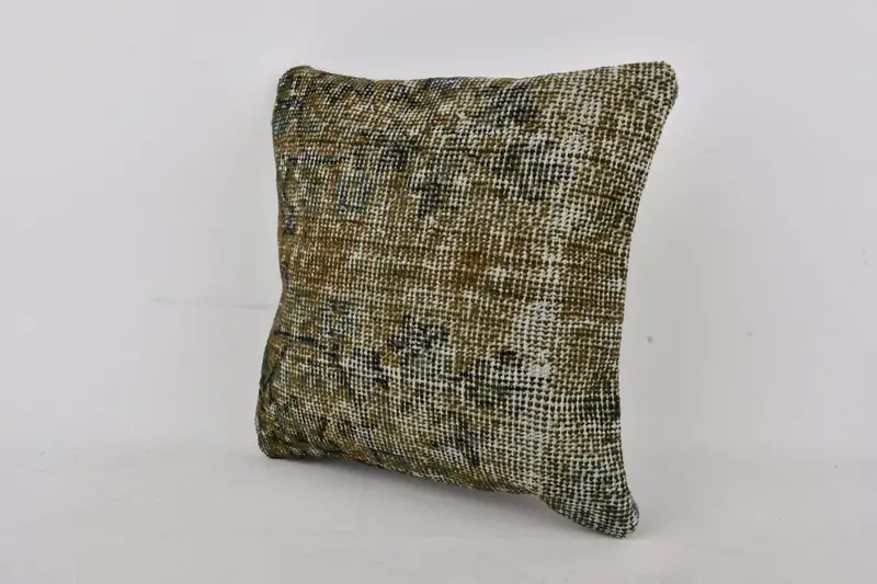 Turkish Corner Pillow, 14x14 Green Cushion Cover, Handmade Kilim Cushion, Kilim Cushion Sham, Muted Pillow Case, Vintage Kilim Throw Pillow, Cushion - 3