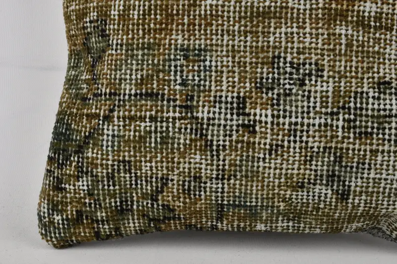 Turkish Corner Pillow, 14x14 Green Cushion Cover, Handmade Kilim Cushion, Kilim Cushion Sham, Muted Pillow Case, Vintage Kilim Throw Pillow, Cushion - 4