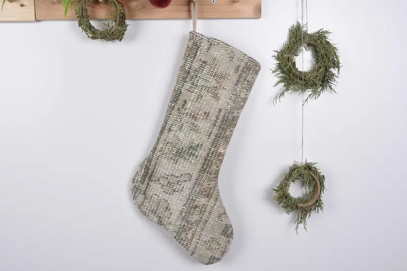 Patrón de adornos navideños bordados, calcetín navideño de 19 pulgadas de ancho