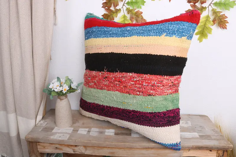 Gift Pillow, Oriental Cushion Case, Kilim Pillow, Square Throw Pillow Cover, 20x20 Red Pillow Case, Pillow for Couch, Pillow Cover, Natural Cushion - 4