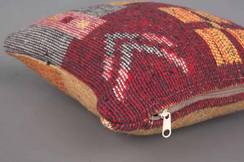 Car Pillow Sham, 12x12 Red Cushion Case, Vintage Kilim Pillow, Boho Chic Pillow Sham, Turkish Pillow, Pillow Sham, Turkish Kilim Pillow - 6