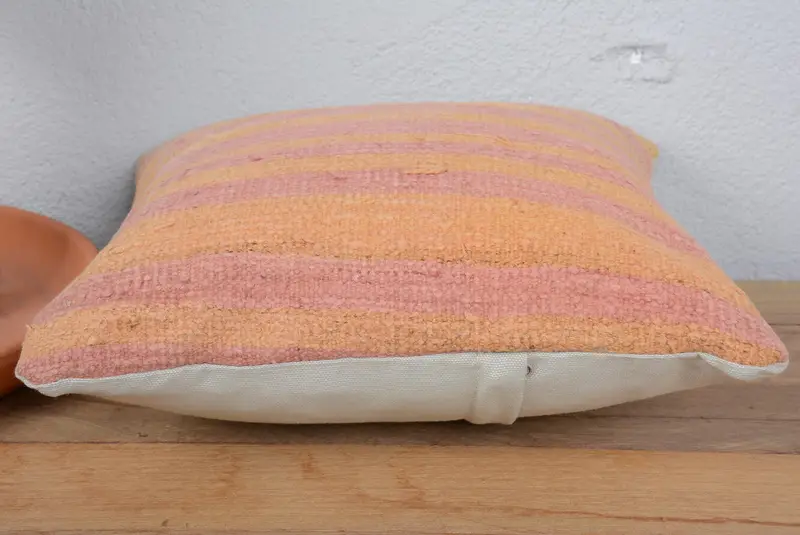 Pillow, Throw Kilim Pillow, Sofa Bolster Cushion Cover, Turkish Kilim Pillow, Lounge Throw Pillow Sham, 14x14 Orange Pillow Cover, Pillow for Sofa - 5