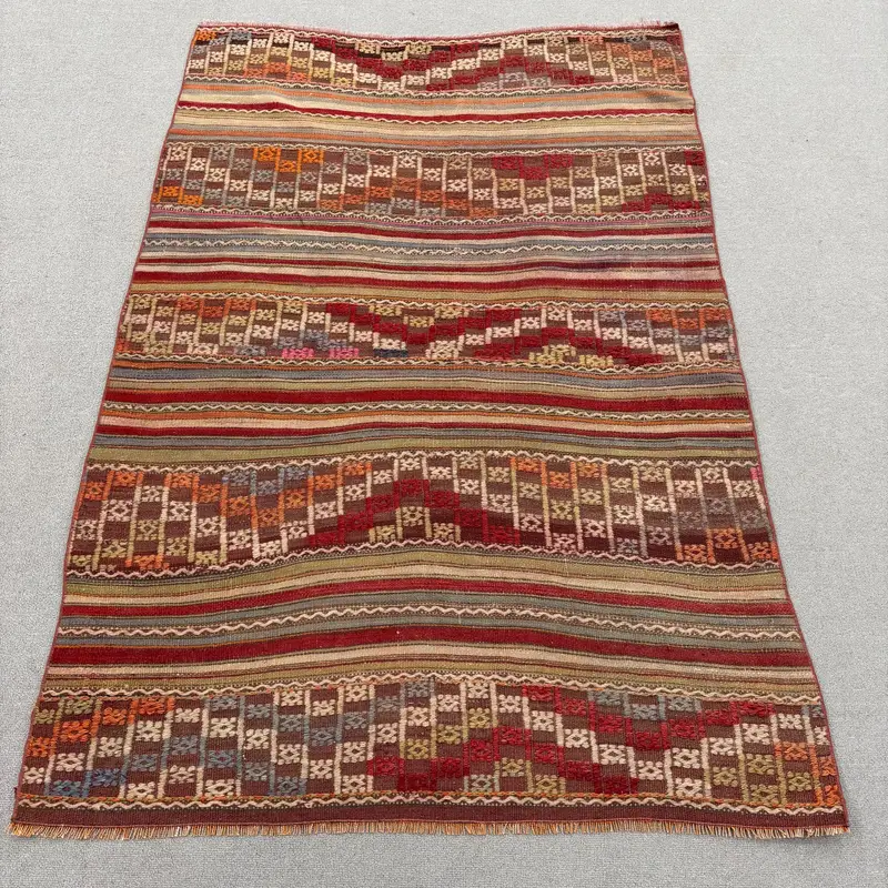 Yeşil Çiçekli Halı, 3,4x4,8 ft Zarif Dekor