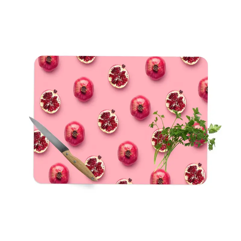 Nar Tasarımlı Cam Kesme Tahtası, Temperli, Mutfağın Vazgeçilmezi