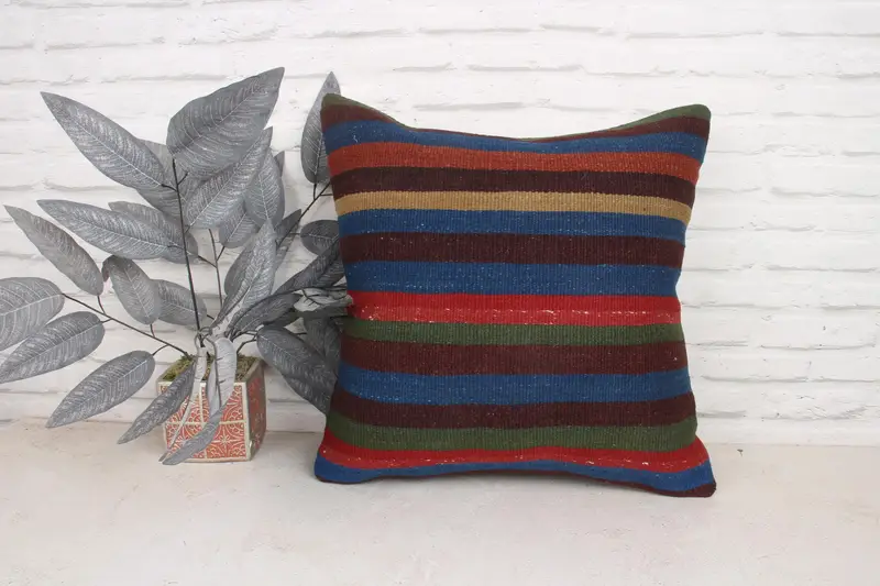 Aesthetic Pillow Sham, 20x20 Red Pillow Cover, Boho Pillow, Cushion Cover, Throw Kilim Pillow, Kilim Pillow Cover, Authentic Pillow Case - 1