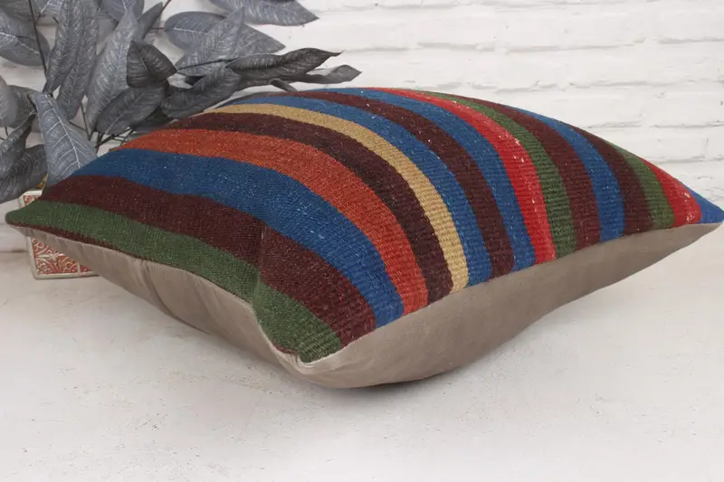 Aesthetic Pillow Sham, 20x20 Red Pillow Cover, Boho Pillow, Cushion Cover, Throw Kilim Pillow, Kilim Pillow Cover, Authentic Pillow Case - 6