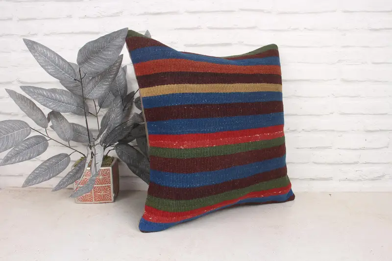 Aesthetic Pillow Sham, 20x20 Red Pillow Cover, Boho Pillow, Cushion Cover, Throw Kilim Pillow, Kilim Pillow Cover, Authentic Pillow Case - 3