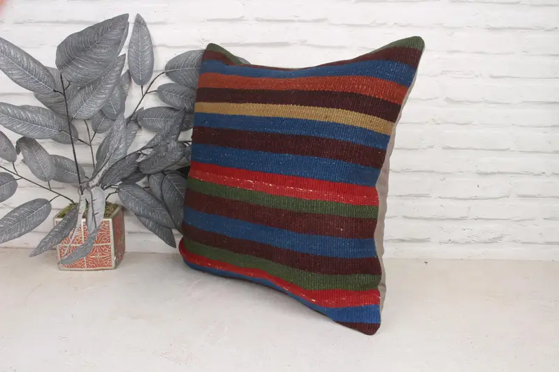 Aesthetic Pillow Sham, 20x20 Red Pillow Cover, Boho Pillow, Cushion Cover, Throw Kilim Pillow, Kilim Pillow Cover, Authentic Pillow Case - 4