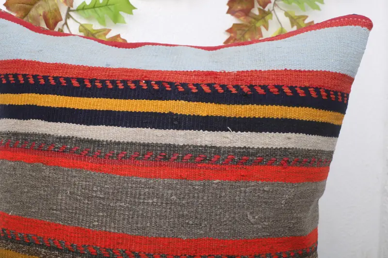 Turkish Corner Cushion Cover, Gift Pillow, 20x20 Red Cushion, Pillow for Couch, Kilim Pillow Cover, Pillow Sham - 5