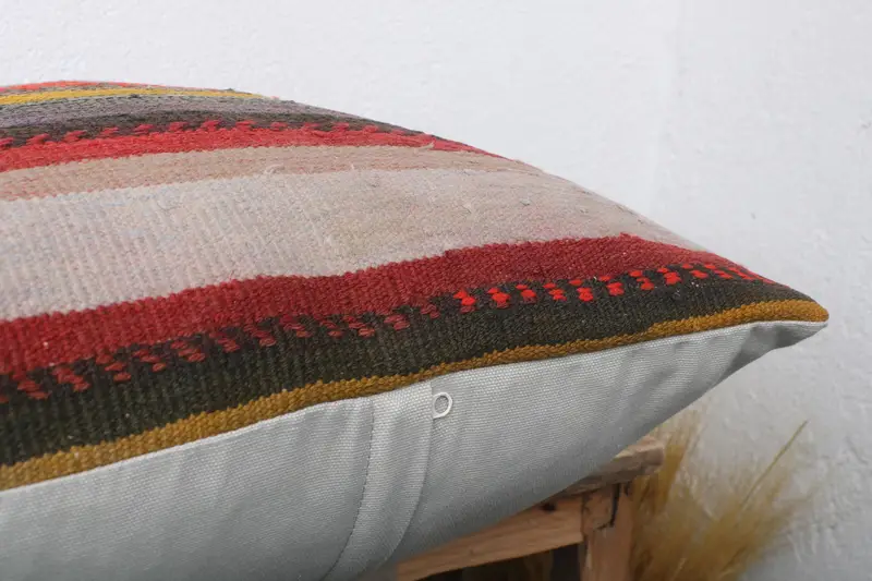 Turkish Corner Cushion Cover, Gift Pillow, 20x20 Red Cushion, Pillow for Couch, Kilim Pillow Cover, Pillow Sham - 6