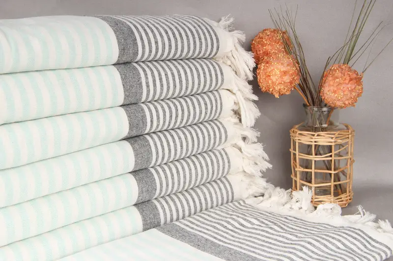 Gift for Her Mint Towel, Personalized Striped Towel, 36x71 Inches