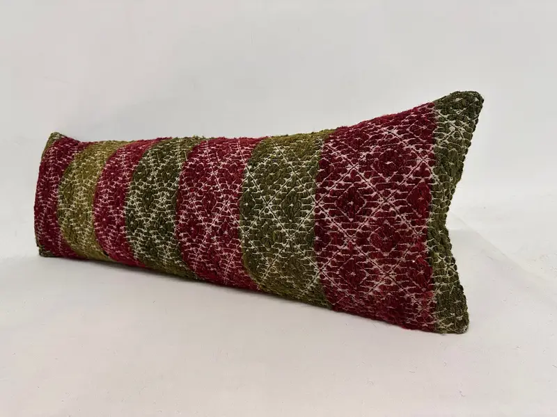 Farmhouse Pillow Cover, Pillow Case, Pillow for Couch, Turkish Kilim Pillow, Pastel Pillow Cover, Vintage Pillow, 12x36 Red Pillow Sham - 3