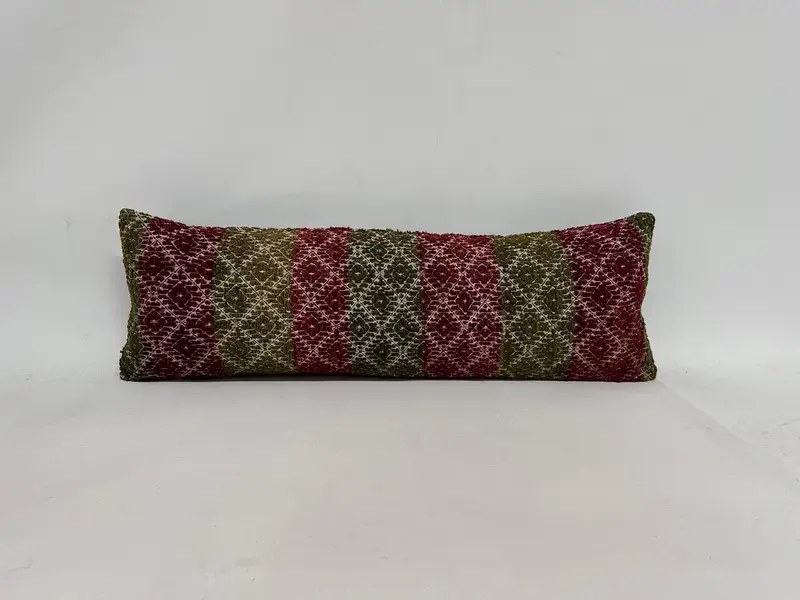 Farmhouse Pillow Cover, Pillow Case, Pillow for Couch, Turkish Kilim Pillow, Pastel Pillow Cover, Vintage Pillow, 12x36 Red Pillow Sham - 1