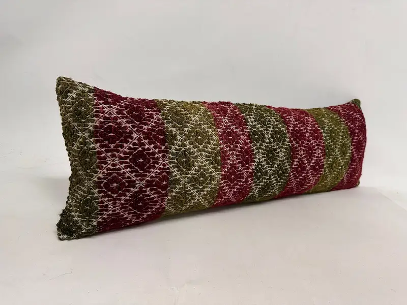 Farmhouse Pillow Cover, Pillow Case, Pillow for Couch, Turkish Kilim Pillow, Pastel Pillow Cover, Vintage Pillow, 12x36 Red Pillow Sham - 2