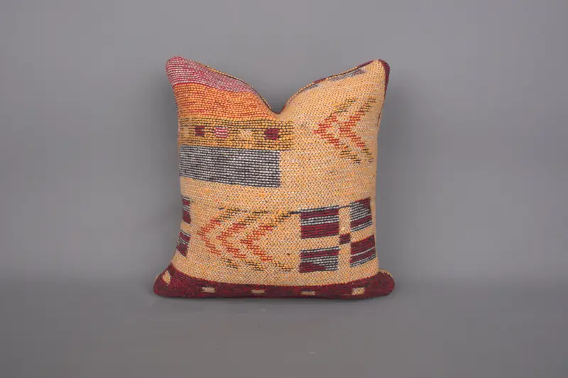 Vintage Pillow, Home Decor Pillow, Retro Pillow, Cushion, Decorative Pillow Case, Pillow for Couch, 14x14 Yellow Pillow - 1