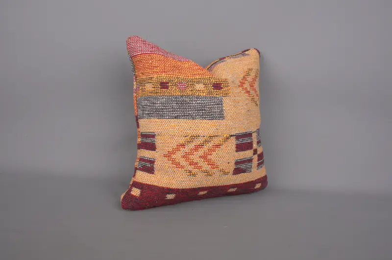 Vintage Pillow, Home Decor Pillow, Retro Pillow, Cushion, Decorative Pillow Case, Pillow for Couch, 14x14 Yellow Pillow - 2