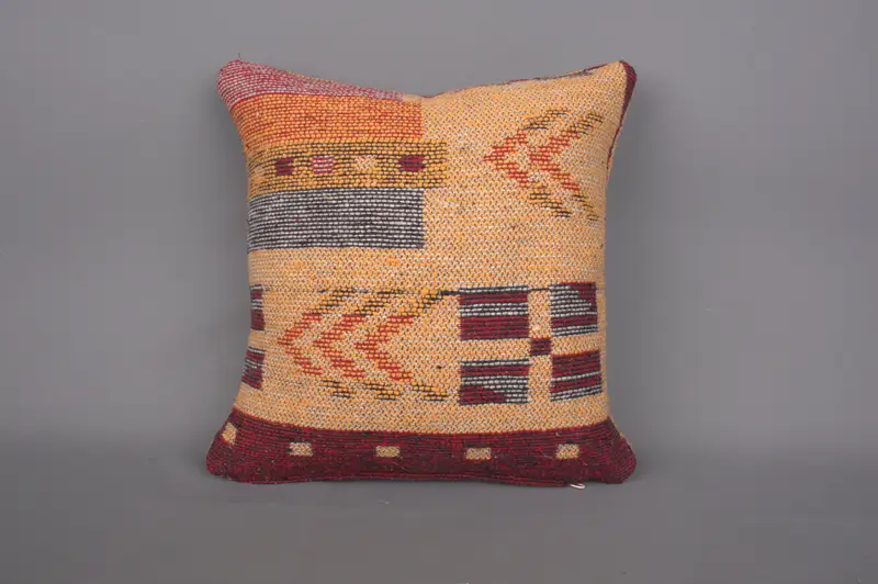 Vintage Pillow, Home Decor Pillow, Retro Pillow, Cushion, Decorative Pillow Case, Pillow for Couch, 14x14 Yellow Pillow - 4