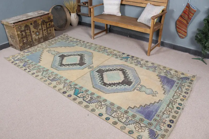 Alfombra Elegante Beige 1,2x2,5m Diseño Floral y Paisley