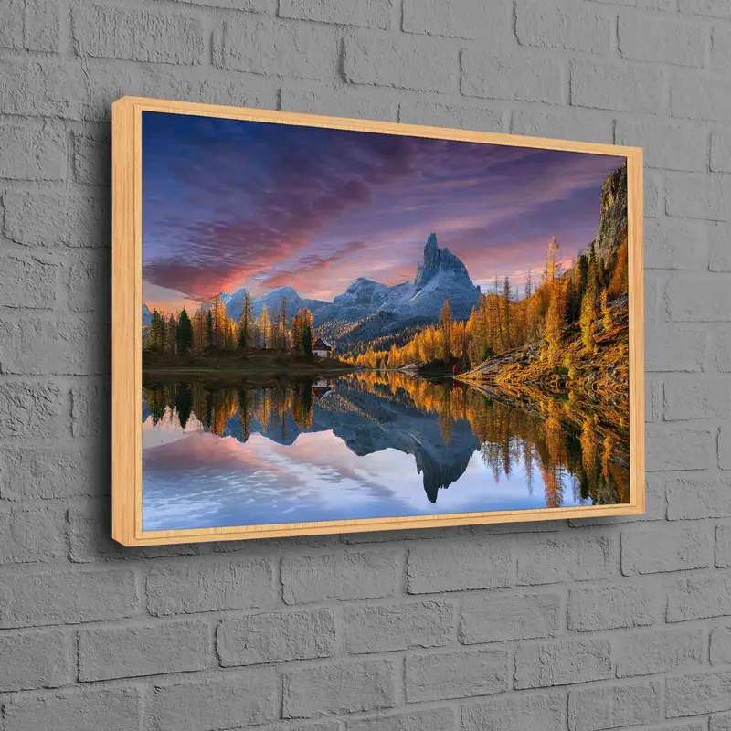 Gün Batımı Sonbahar Orman Gölü Kanvas Tablo: Doğanın Zarif Yansıması
