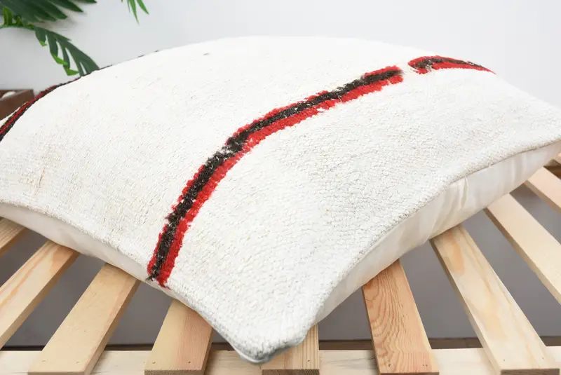 Boho Pillow Sham Cover, 24x24 White Cushion Case, Kilim Pillow Cover, Pillow Case, Traditional Pillow Case, Vintage Kilim Pillow - 6