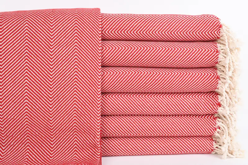 パーソナライズされたバスタオル、レッド、40x71インチ、ベージュ、オーガニックコットン - 1