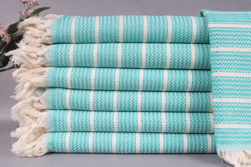 Personalized Turkish Beach Towel Benetton Green Striped, 40x71 Inches