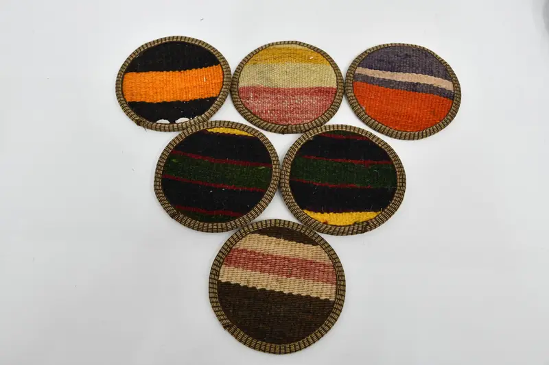 Posavasos a rayas marrones y naranjas, juego de posavasos duradero y elegante