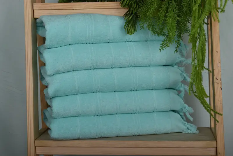 Personalized Kitchen Towel Mint Striped Terry Hand Towel, 40x18 Inches