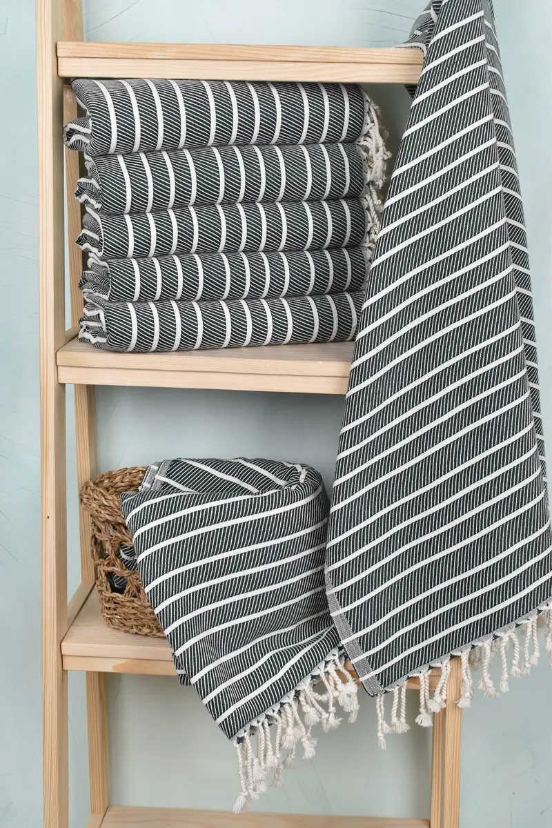 Peshtemal Towel, 70x40 Bamboo Striped Towel, Turkish bath towel for spa, Quick-Dry Beach Towel, Bridesmaid Gift Towel, Customized Towels - 3