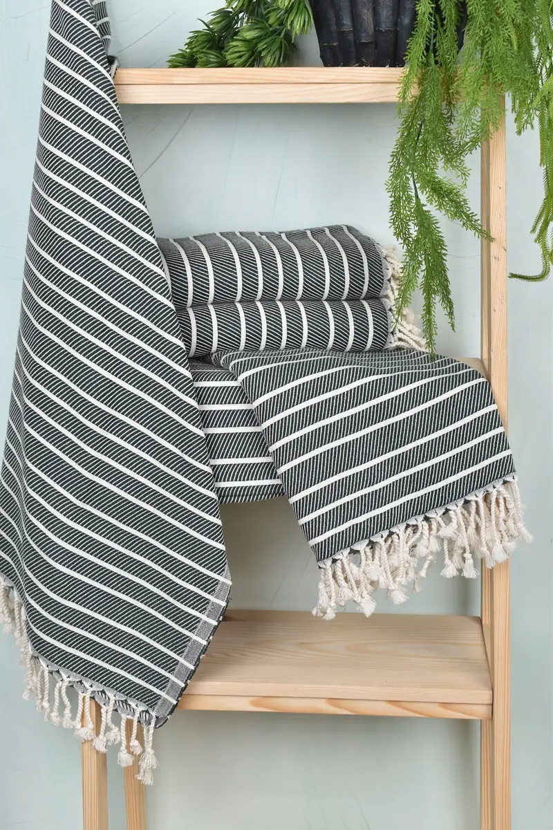 Peshtemal Towel, 70x40 Bamboo Striped Towel, Turkish bath towel for spa, Quick-Dry Beach Towel, Bridesmaid Gift Towel, Customized Towels - 6