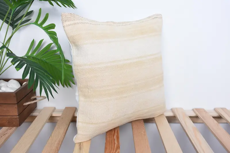 16x16 White Pillow Cover, Home Decor Pillow, Kilim Pillow Cover, Handwoven Pillow Cover Pillow Cover, Cushion, Vintage Kilim Throw Pillow - 4