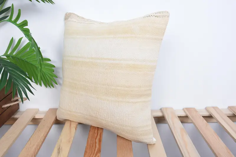 16x16 White Pillow Cover, Home Decor Pillow, Kilim Pillow Cover, Handwoven Pillow Cover Pillow Cover, Cushion, Vintage Kilim Throw Pillow - 5