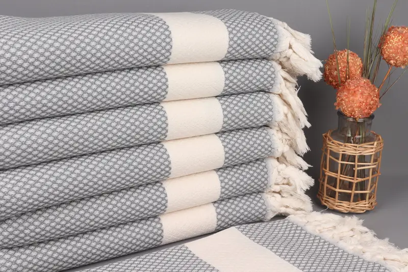 Beach Towel Dark Gray Chevron Organic Cotton, Personalized, 36x67 Inches