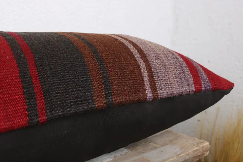 12x36 Red Cushion Case, Kilim Cushion Sham, Ethnical Kilim Rug Pillow, Boho Pillow Sham Cover, Crochet Pattern Cushion Case, Pillow Case - 6