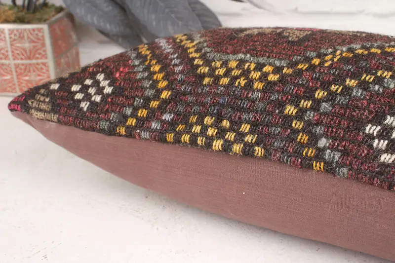 Retro Throw Pillow, Boho Pillow Sham Cover, Vintage Kilim Pillow, 12x20 Red Pillow Cover, Patio Cushion, Pillow, Outdoor Pillow, Boho Pillow - 7