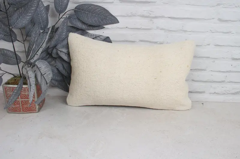 Kilim Pillow Cover, Pillow for Sofa, Neutral Pillow Cover, Cushion, 12x20 White Pillow Case, Pillow for Couch - 1
