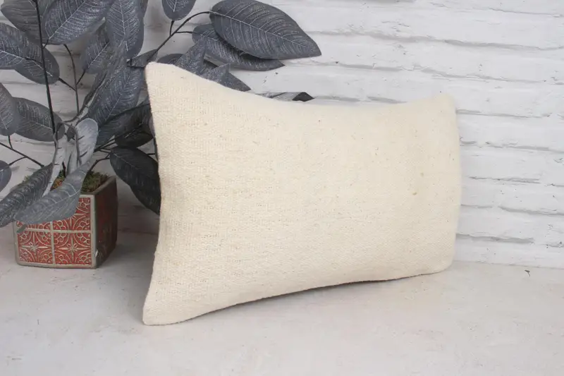 Kilim Pillow Cover, Pillow for Sofa, Neutral Pillow Cover, Cushion, 12x20 White Pillow Case, Pillow for Couch - 3