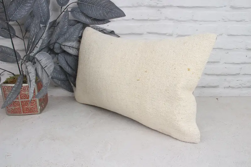 Kilim Pillow Cover, Pillow for Sofa, Neutral Pillow Cover, Cushion, 12x20 White Pillow Case, Pillow for Couch - 4