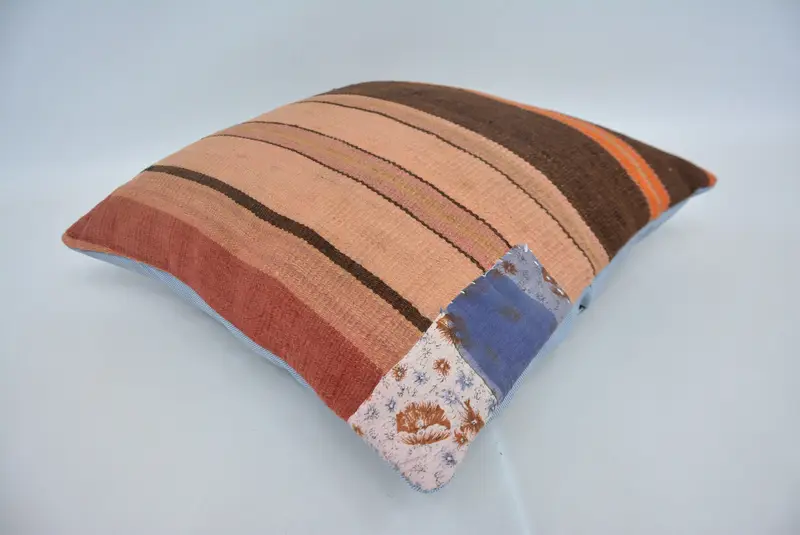 Decorative Bolster Pillow Cover, Pillow for Couch, Pillow, Kilim Pillow, Kilim Pillow Cover, 18x18 Beige Pillow, Ethnic Throw Cushion Case - 6