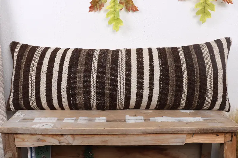 Armchair Pillow Cover, Kilim Pillow, Pillow, Boho Pillow Sham Cover, Home Decor Pillow, Custom Pillow Cover, 12x36 Brown Pillow Case - 2