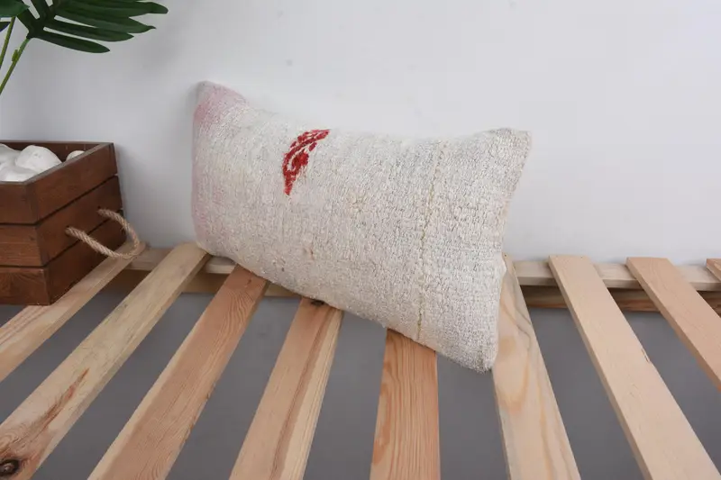 Kilim Cushion Sham, Vintage Pillow, 8x16 Beige Cushion Cover, Art Deco Pillow, Cushion, Antique Pillows, Living Room Throw Pillow Sham - 5