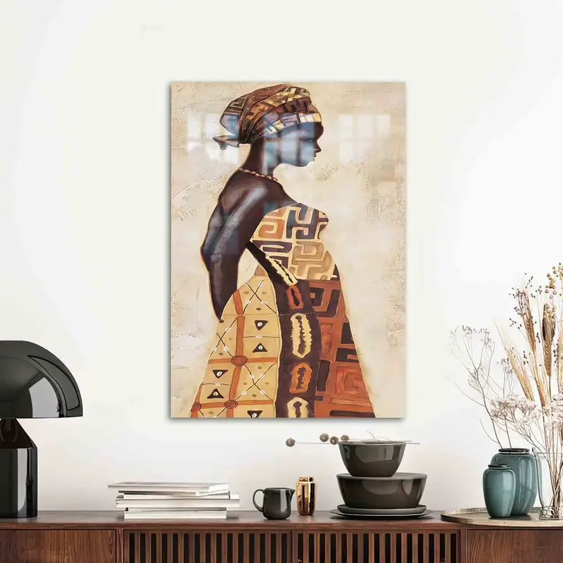 現代プリントガラス：エスニックパターン、アフリカンガールデザイン